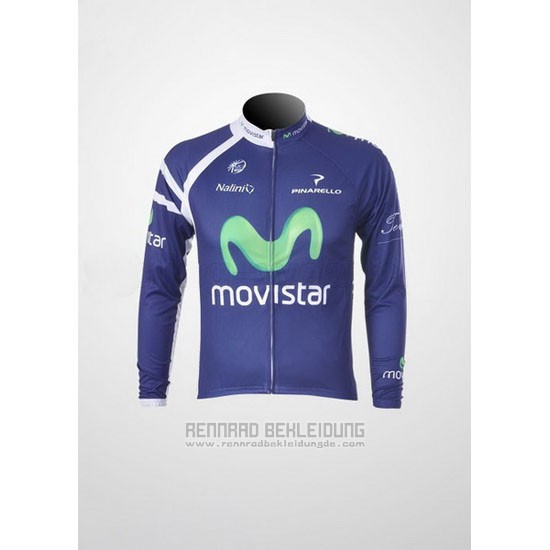 2011 Fahrradbekleidung Movistar Blau Trikot Langarm und Tragerhose
